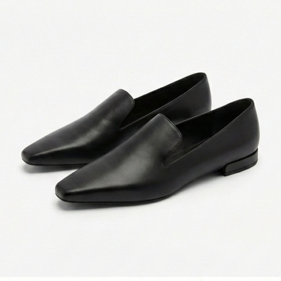 LOULOU STUDIO Carole Black Leather Loafers Pointed Toe Minimalist Flat 40 Italy - Picture 2 of 16